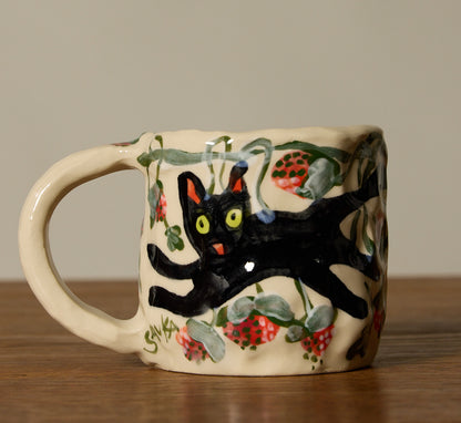 SAVKA CLAY SWEET MUG WITH STRAWBERRIES AND CATS