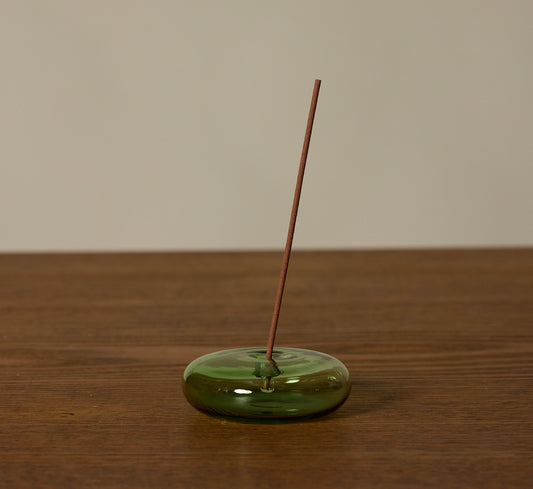 GENTLE HABITS GREEN GLASS INCENSE HOLDER