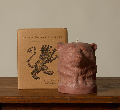 BRITISH COLOUR STANDARD ANIMAL HEAD BEAR CANDLE IN ROSE BEIGE