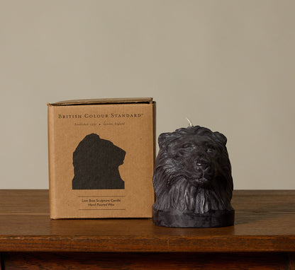 BRITISH COLOUR STANDARD ANIMAL HEAD LION CANDLE IN JET BLACK