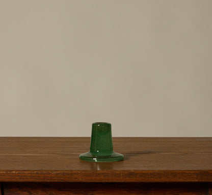 BRITISH COLOUR STANDARD GLASS CANDLEHOLDER IN JADE GREEN