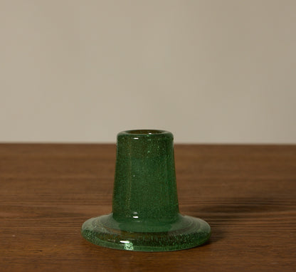 BRITISH COLOUR STANDARD GLASS CANDLEHOLDER IN JADE GREEN