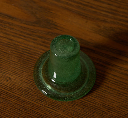 BRITISH COLOUR STANDARD GLASS CANDLEHOLDER IN JADE GREEN