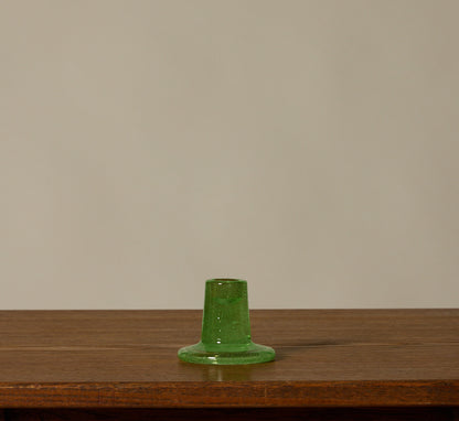 BRITISH COLOUR STANDARD GLASS CANDLEHOLDER IN MALACHITE GREEN