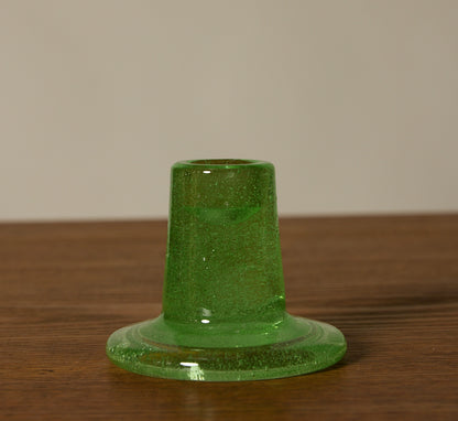 BRITISH COLOUR STANDARD GLASS CANDLEHOLDER IN MALACHITE GREEN