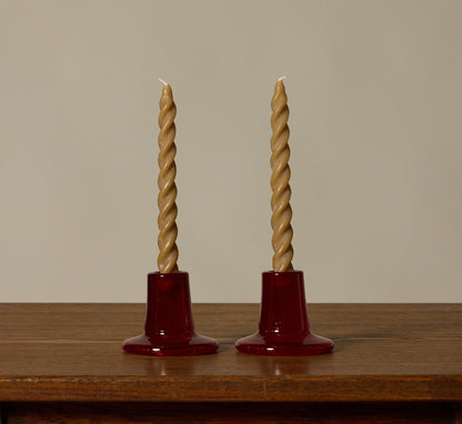 BRITISH COLOUR STANDARD GLASS CANDLEHOLDER IN GUARDSMAN RED