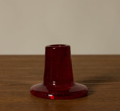 BRITISH COLOUR STANDARD GLASS CANDLEHOLDER IN GUARDSMAN RED