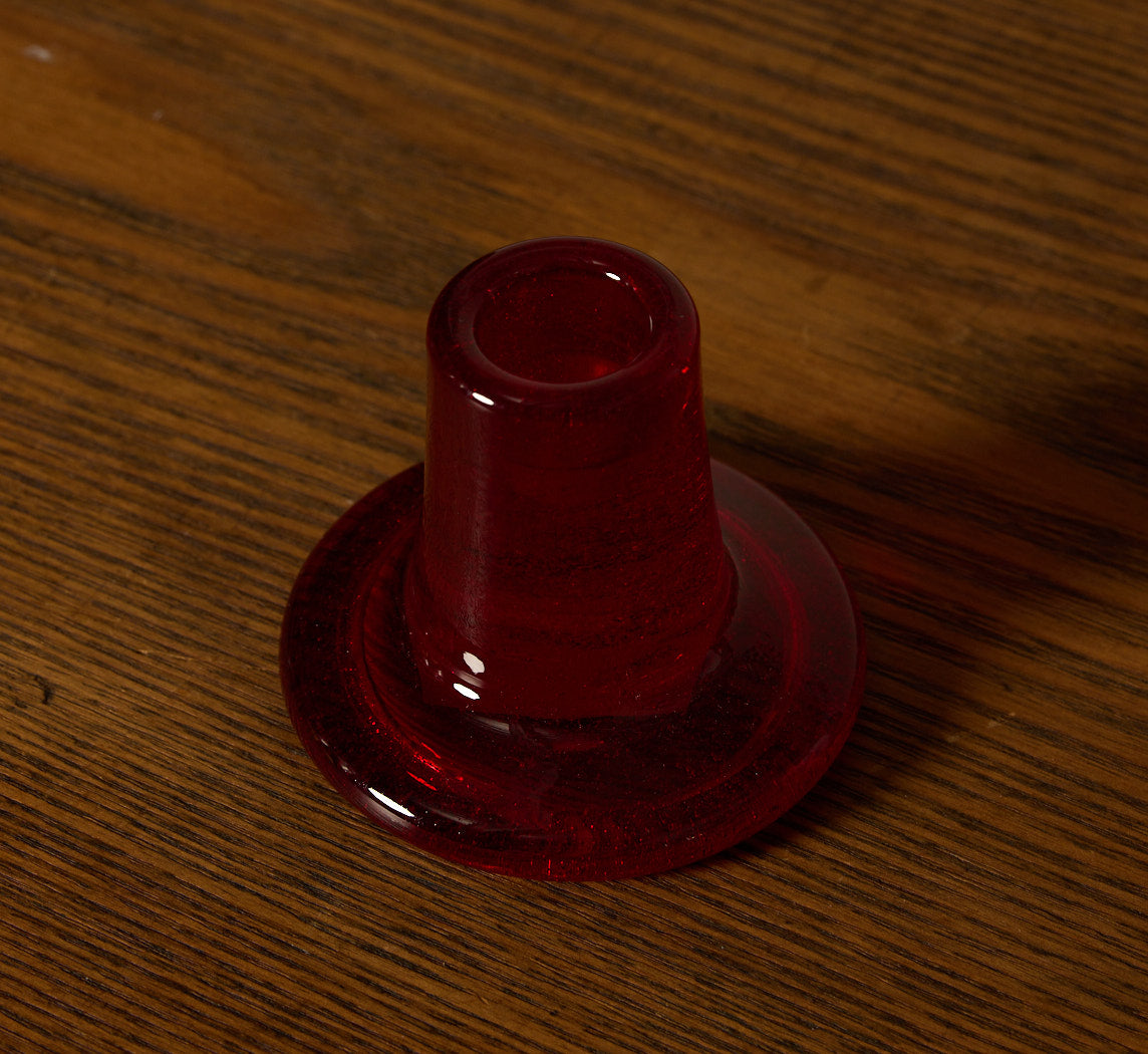 BRITISH COLOUR STANDARD GLASS CANDLEHOLDER IN GUARDSMAN RED