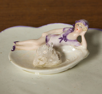 ABRA CERAMIC FIGURINE DISH - WHITE/PURPLE