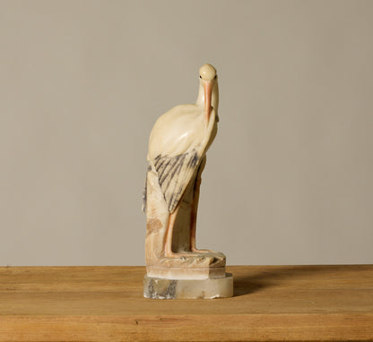 1930S ITALIAN ALABASTER HERON SCULPTURE