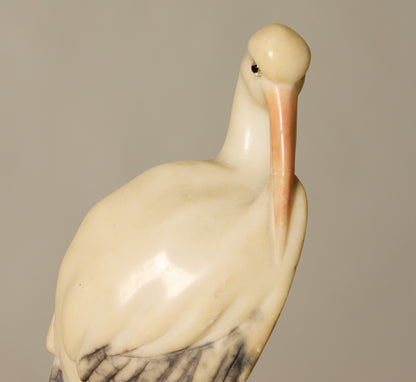 1930S ITALIAN ALABASTER HERON SCULPTURE