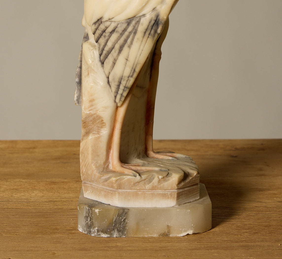 1930S ITALIAN ALABASTER HERON SCULPTURE