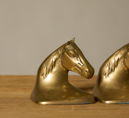 VINTAGE FRENCH BRASS HORSE HEAD BOOKENDS