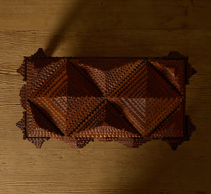 HAND-CARVED PYRAMID TRAMP ART BOX