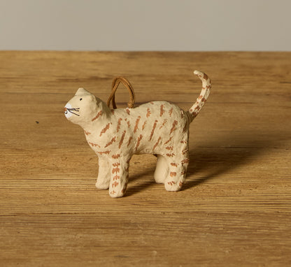 PAPER MACHE CAT ORNAMENT