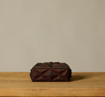 HAND-CARVED TRAMP ART JEWELRY BOX