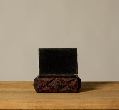 HAND-CARVED TRAMP ART JEWELRY BOX