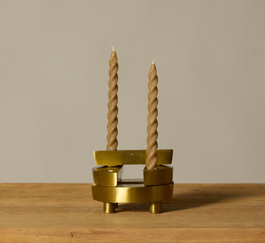 MID CENTURY MODERN BRASS STACKABLE CANDLE HOLDERS