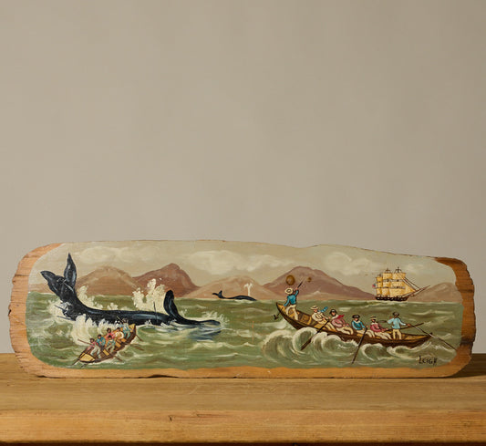 WHALE FISHERY DRIFTWOOD FOLK ART