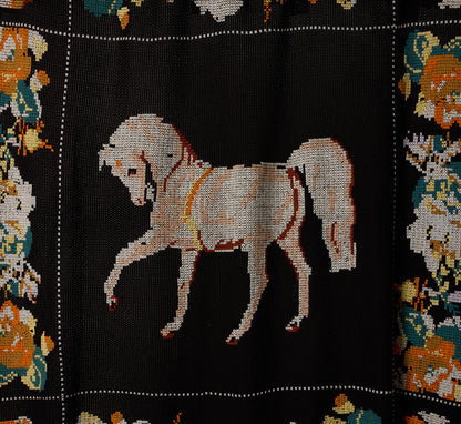 SAVED NY EMBROIDERED PONY CASHMERE THROW BLANKET