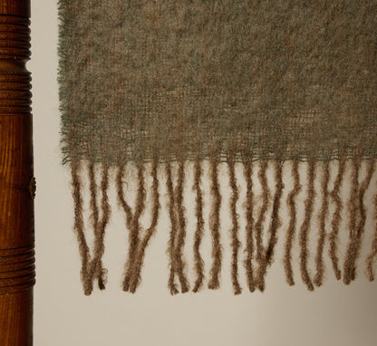 MOHAIR ROLLED FRINGES BLANKET IN UMBRA & MOSS