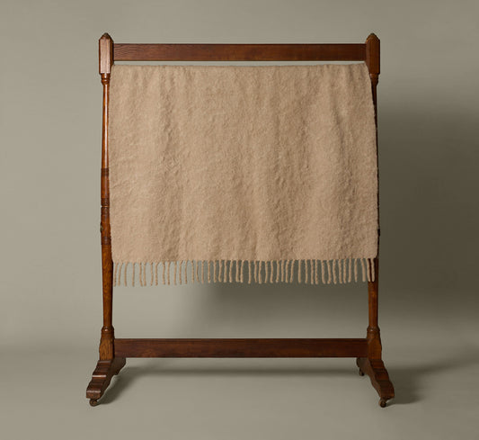 LUXURY KID MOHAIR BLANKET IN TAUPE