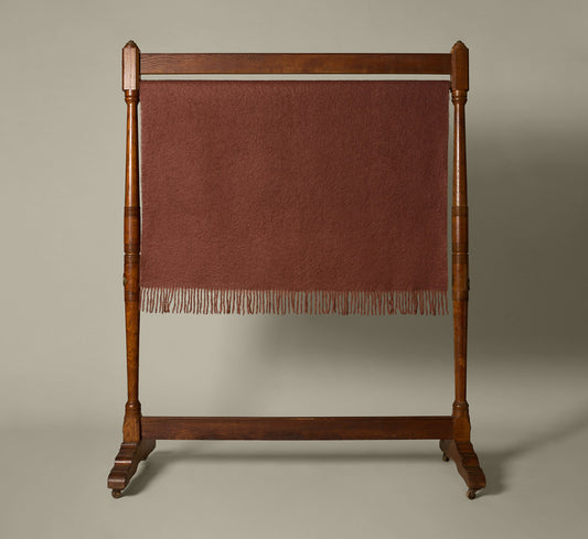 MOHAIR ROLLED FRINGES BLANKET IN MAHOGANY