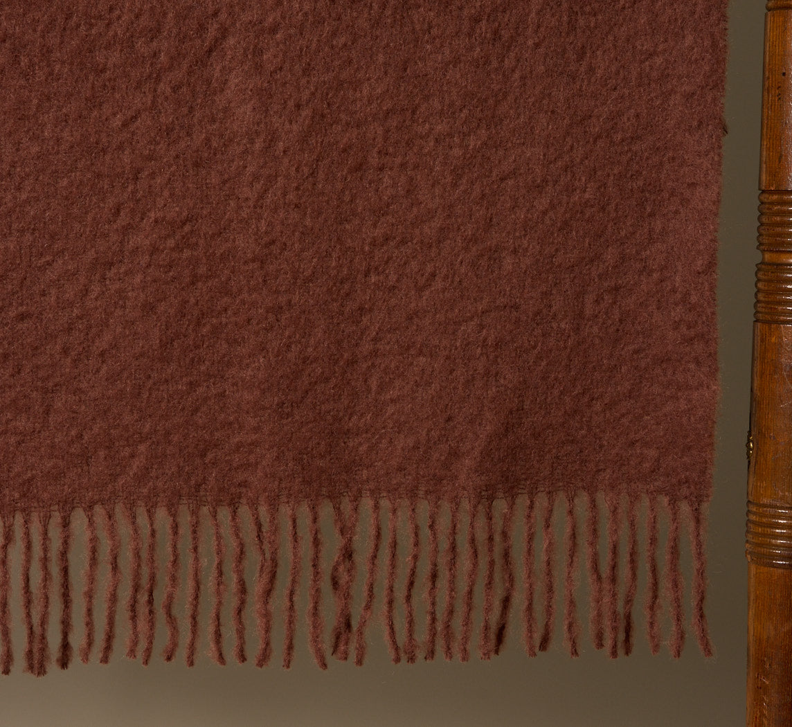 MOHAIR ROLLED FRINGES BLANKET IN MAHOGANY