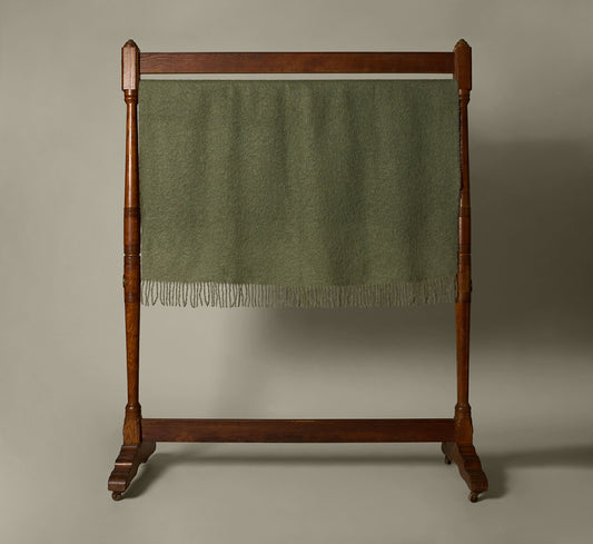 MOHAIR ROLLED FRINGES BLANKET IN OLIVINE