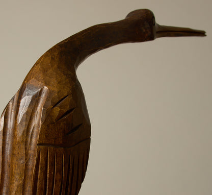 VINTAGE HAND CARVED FOLK ART BIRD SCULPTURE