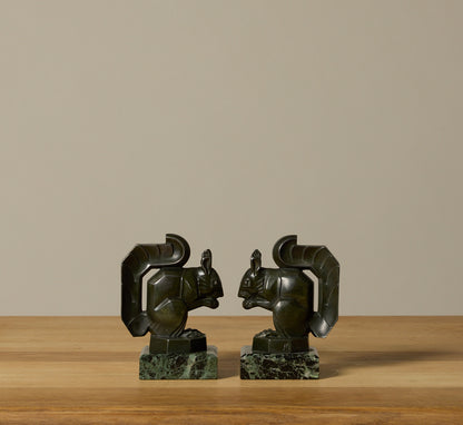 ART DECO SQUIRREL BOOKENDS BY MAX LE VERRIER