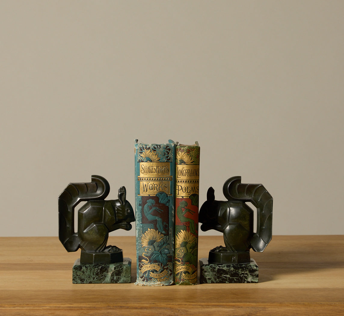 ART DECO SQUIRREL BOOKENDS BY MAX LE VERRIER