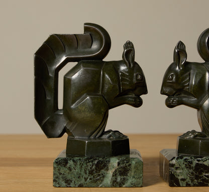 ART DECO SQUIRREL BOOKENDS BY MAX LE VERRIER