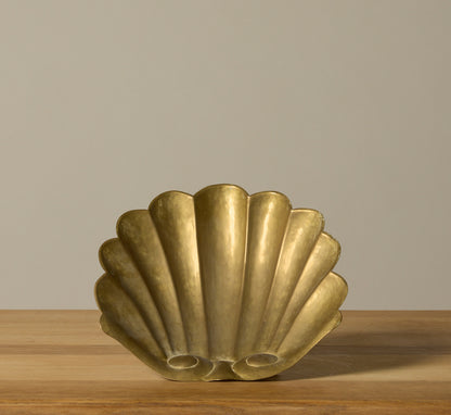 20TH CENTURY BRASS SHELL TRINKET TRAY