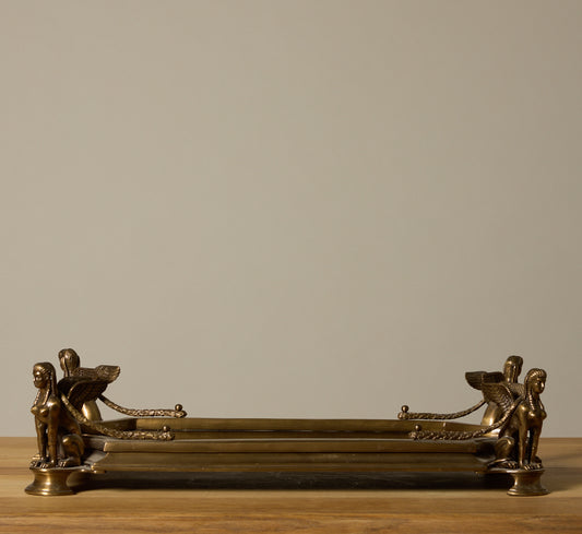 VINTAGE MIRRORED BRASS SPHINX TRAY