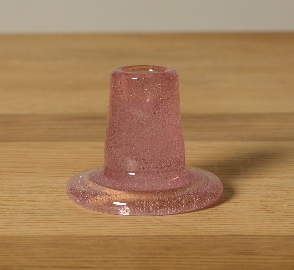 BRITISH COLOUR STANDARD GLASS CANDLEHOLDER IN OLD ROSE