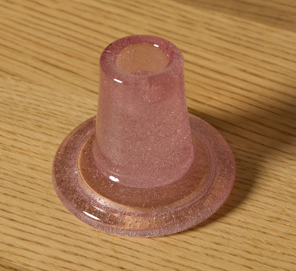 BRITISH COLOUR STANDARD GLASS CANDLEHOLDER IN OLD ROSE