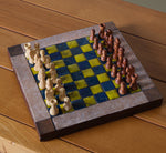 1960'S PORCELAIN AND WOOD CHESSBOARD