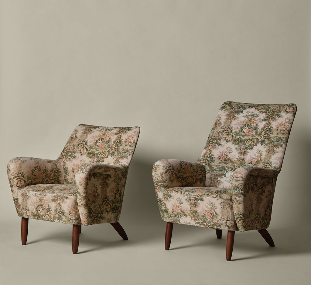 HIS AND HERS DANISH EASY CHAIRS IN THE MANNER OF FRITS HENNINGSEN