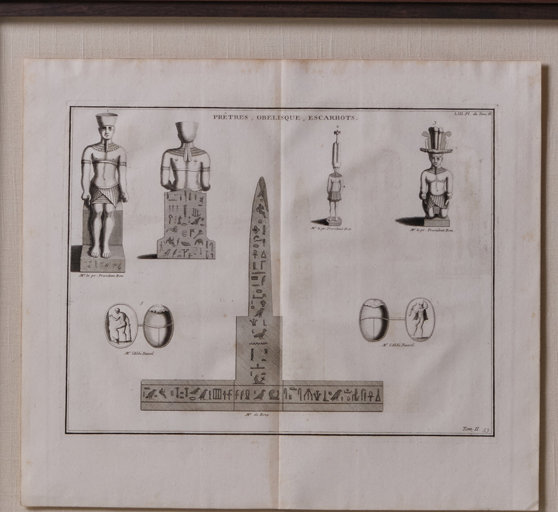FRENCH ENGRAVING OF EGYPTIAN OBELISQUE-1725