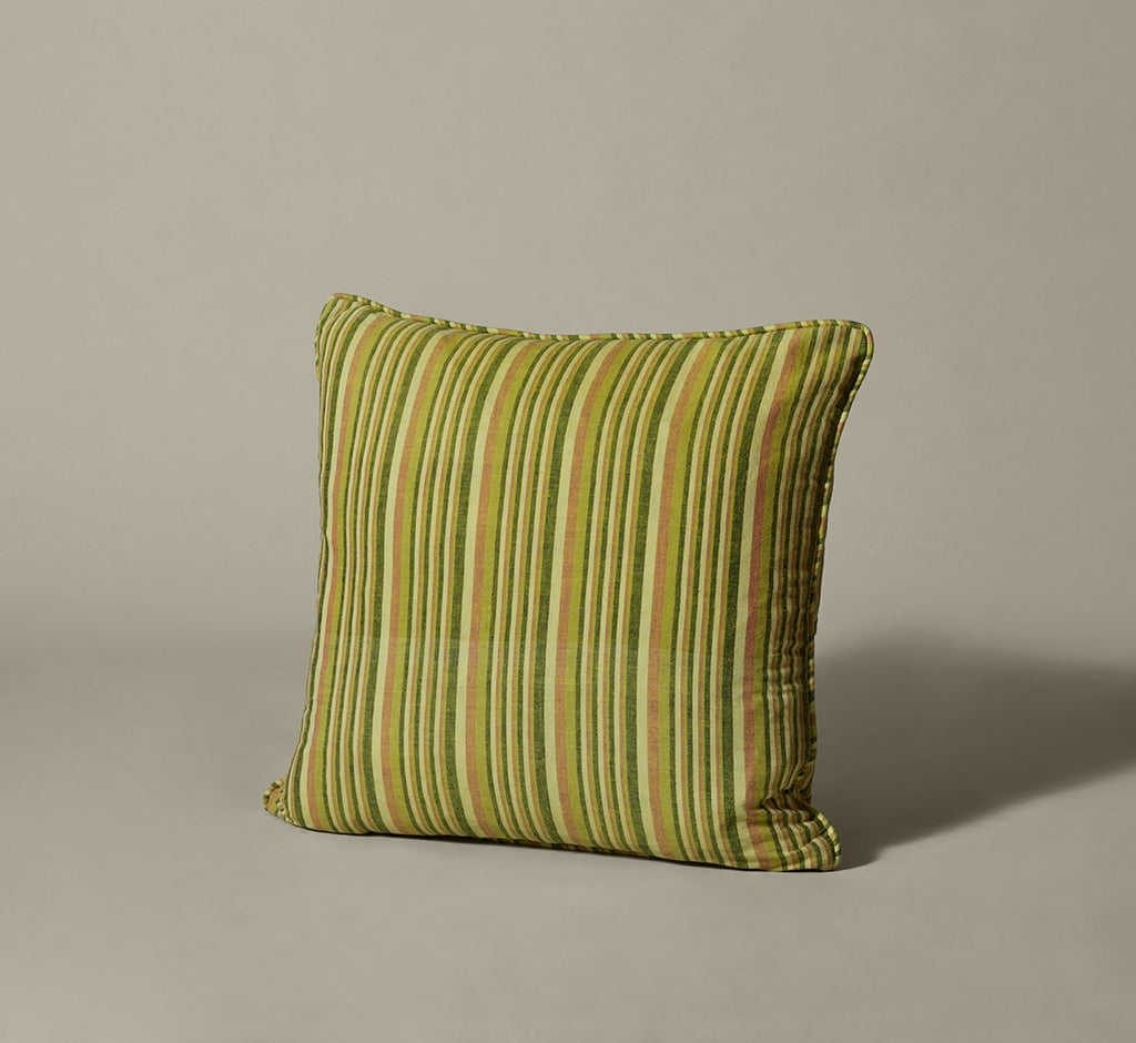 SALE  VINTAGE COTTON CITRON STRIPED PILLOW