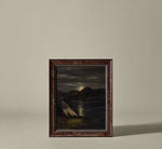 CIRCA 1900'S ITALIAN MOONLIT COAST OIL PAINTING