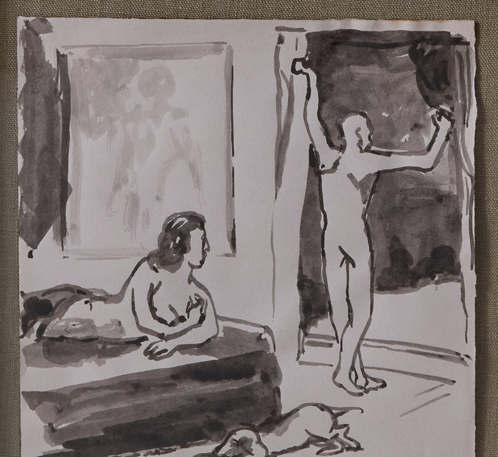 MID CENTURY DRAWING-COME BACK TO BED