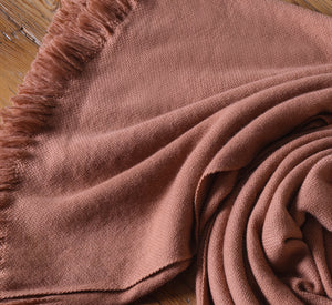 SAVED NEW YORK WOVEN CASHMERE THROW IN TERRACOTTA