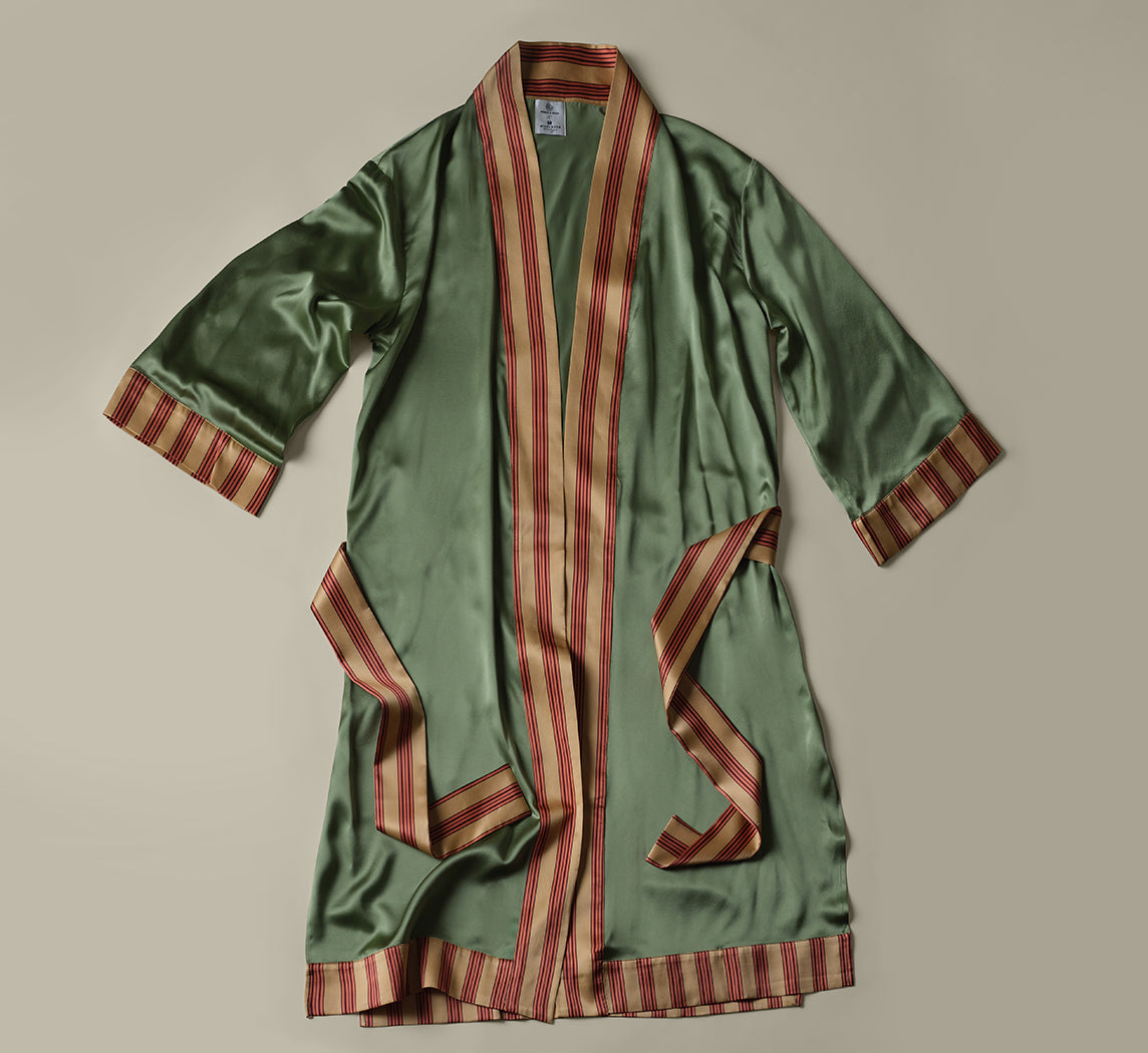 PIERCE & WARD X MIDHEAVEN SILK ROBE IN WATERCRESS