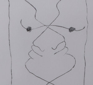 "INTERTWINED FACES" PLATE SIGNED LITHOGRAPH BY JEAN COCTEAU