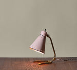 MID CENTURY PINK  AND BRASS TABLE LAMP