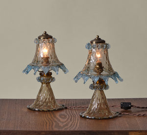PAIF OF VINTAGE MURANO GLASS ICICLE LAMPS