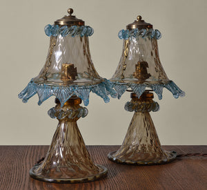 PAIF OF VINTAGE MURANO GLASS ICICLE LAMPS