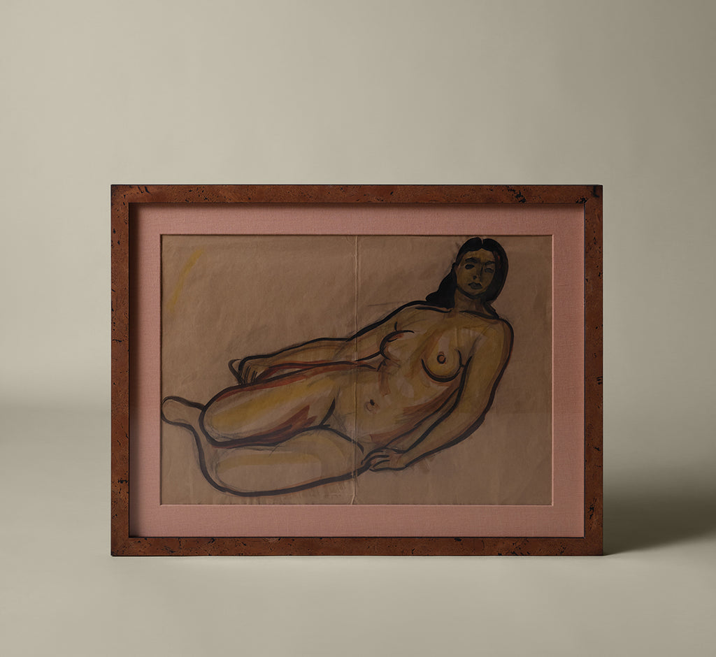 MID CENTURY RECLINING NUDE WATERCOLOR